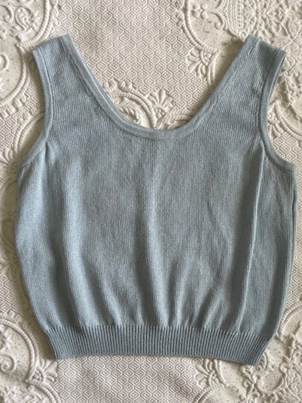 Vintage St. John Collection Baby Blue Santana Knit Tank Top Women’s Size Medium - Picture 9 of 10